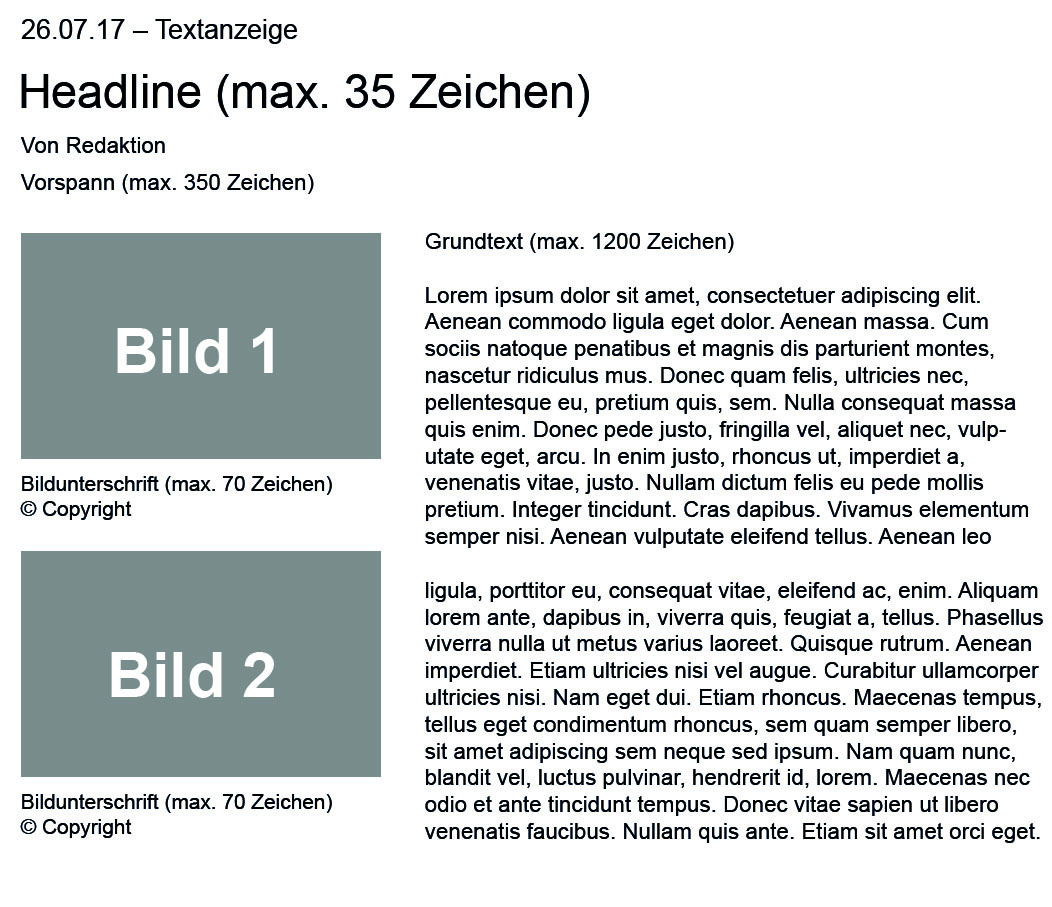 Textanzeige Allgemein 